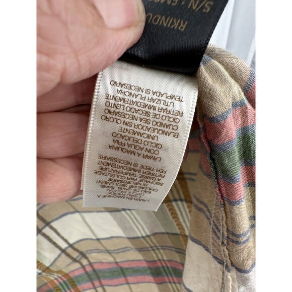 Frye Sz XL Mens Plaid Soft Flannel cotton ‎ Shirt Button Front Collar  Blue Gold - Picture 8 of 10